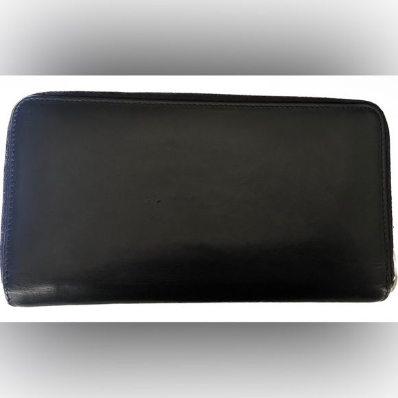 YSL SAINT LAUREN ❤️❤️ ZIP AROUND LONG WALLET BLACK WITH METAL HARDWARE YSL LOGO - Picture 11 of 15